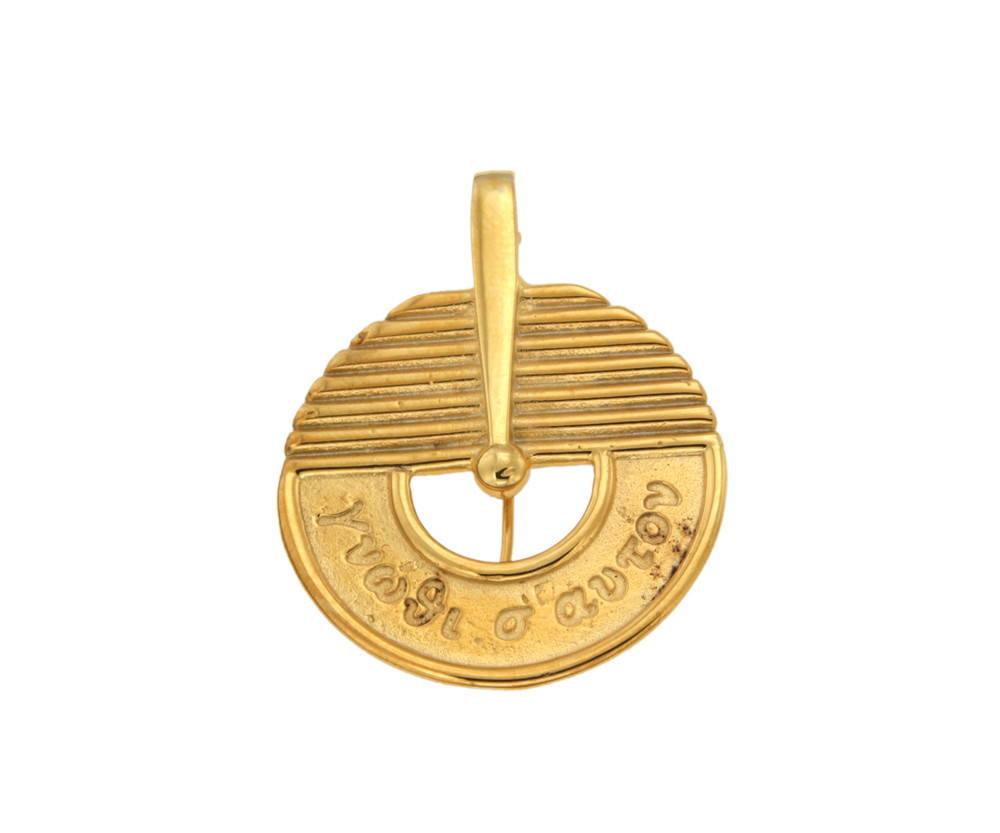 Καρφίτσα σε ασήμι 925° επίχρυση μεγάλη με Γνώθι σ'ευατόν το γούρι του 2017