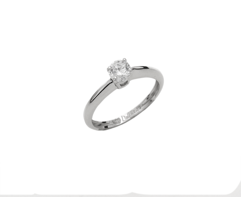 Δακτυλίδι σε λευκόχρυσο 14Κ απλό μαχαιρωτή γάμπα και συρματερό λευκό καστόνι με ζιργκόν