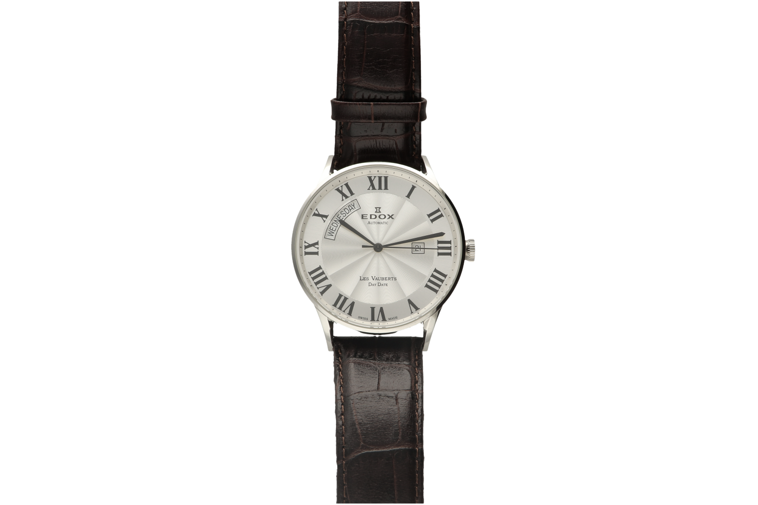 Ρολόι Ανδρικό EDOX ED-83010.3B AR, Date σε ατσάλι με λευκό καντράν και λατινικούς αριθμούς με λουράκι