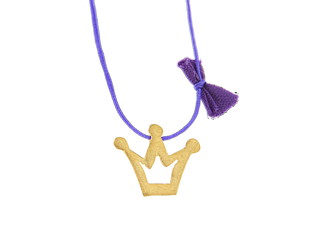 Μενταγιόν σε Χρυσό 14Κ Κορώνα ματ με κορδόνι μωβ