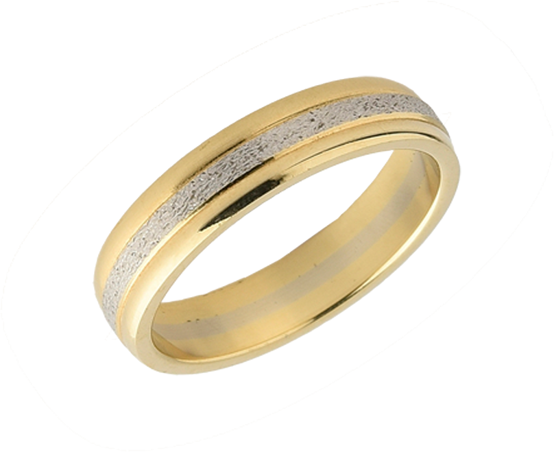 Βέρα σε Χρυσό & Λευκόχρυσο 14K πομπέ, γυαλιστερή στις άκρες με ματ λευκό στο κέντρο