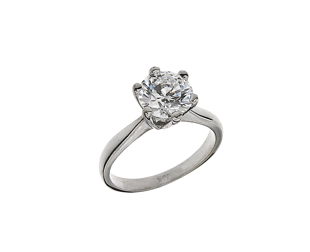 Δαχτυλίδι σε Λευκόχρυσο 14K μονόπετρο με ζιργκόν σχέδιο αμερικέν