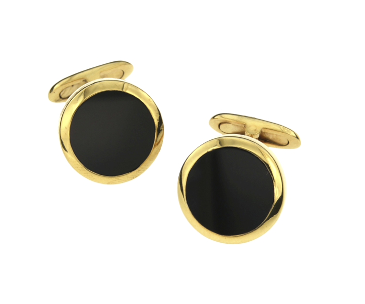 Μανικετόκουμπα σε Ασήμι Επίχρυσο 925°  Στρογγυλό Γυαλιστερό με Όνυχα  