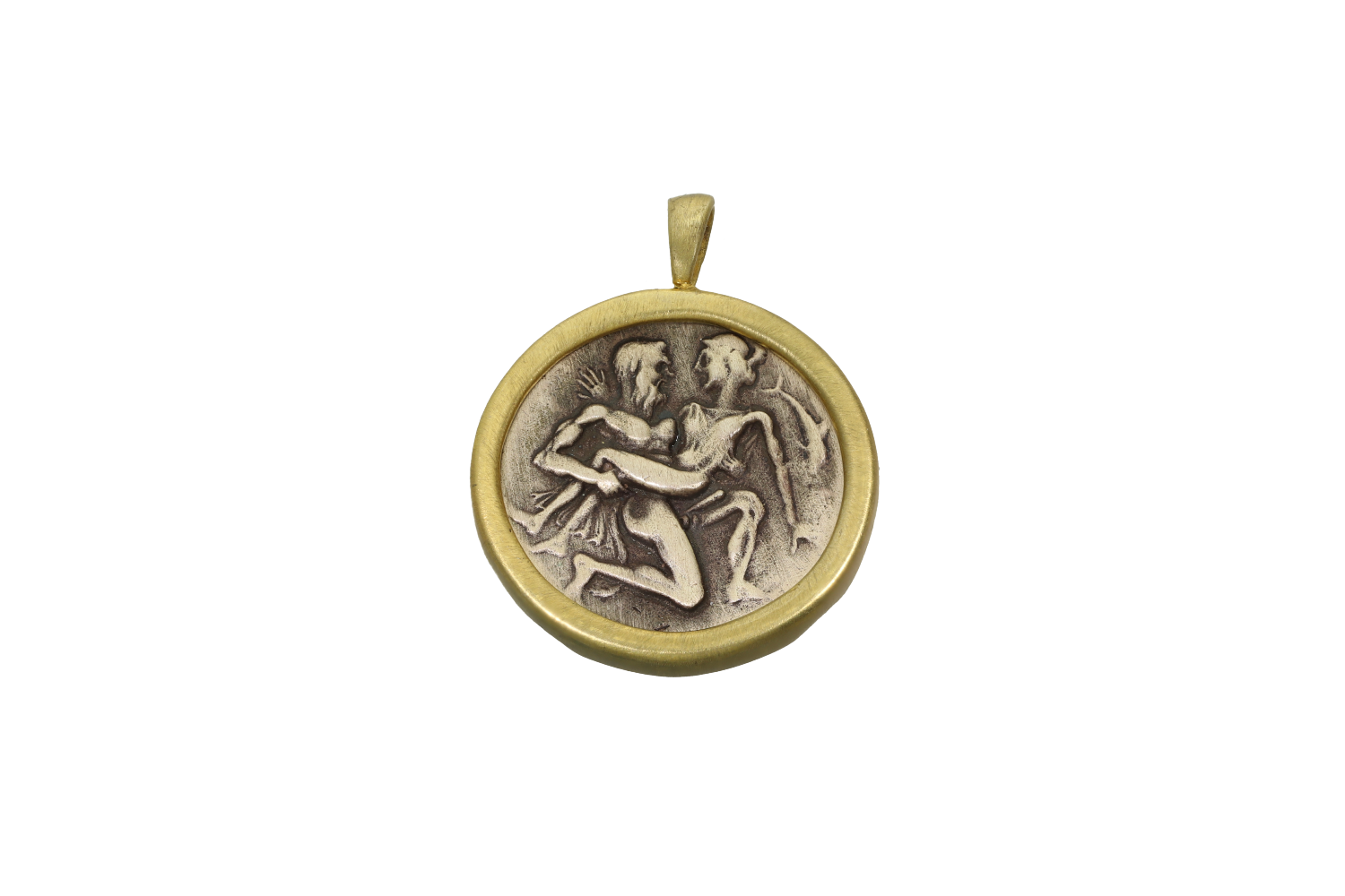 Μενταγιόν σε ασήμι 925° από τη σειρά Greek Coin με νόμισμα Θάσου που απεικονίζει Σιληνό με Νύμφη