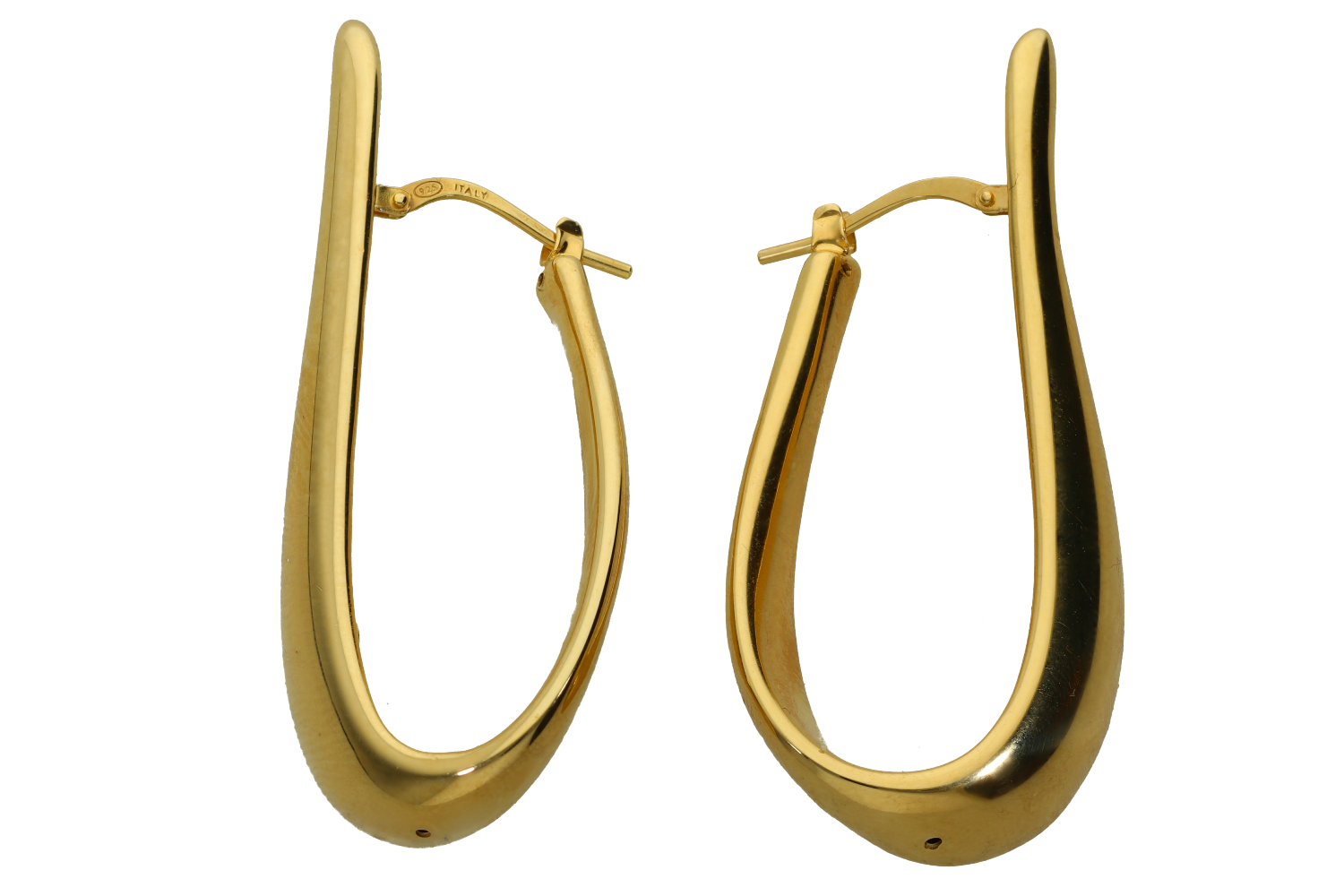 Σκουλαρίκια σε ασήμι 925° επίχρυσοι κρίκοι οβάλ φουσκωτοί