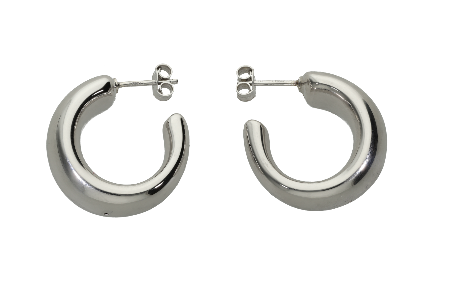 Σκουλαρίκια σε ασήμι 925° κρίκοι φουσκωτοί πομπέ