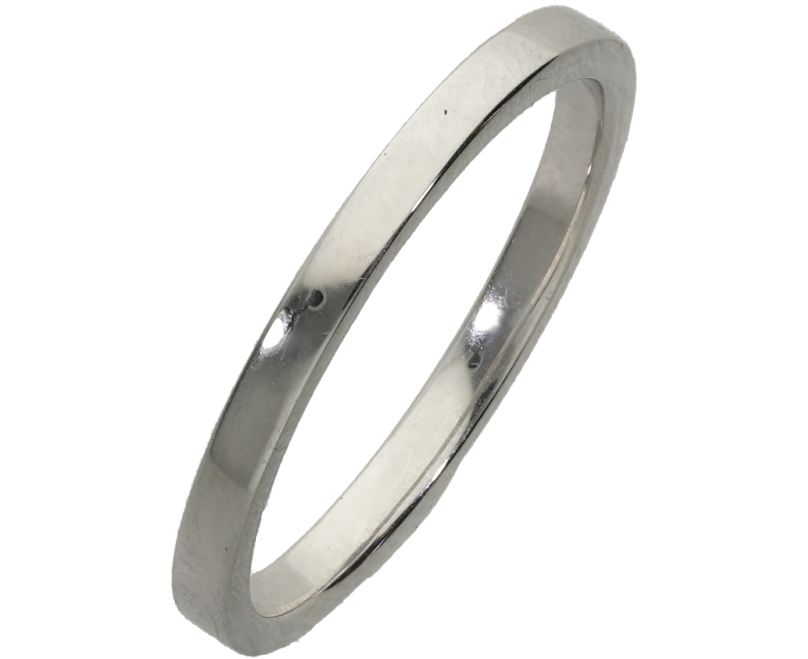 Βέρα Γάμου λευκόχρυση 14Κ Βέρα κλασική 2χιλ ελαφρώς πομπέ πλατιά γυαλιστερή νο53