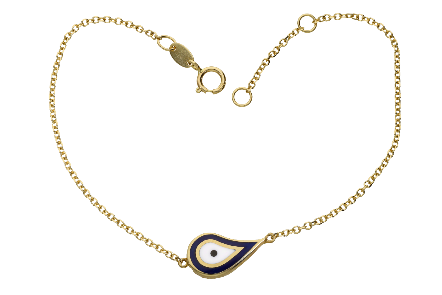 Βραχιόλι σε χρυσό 14Κ μάτι λαχούρι δύο όψεων με μαύρο σμάλτο και με ζιργκόν 