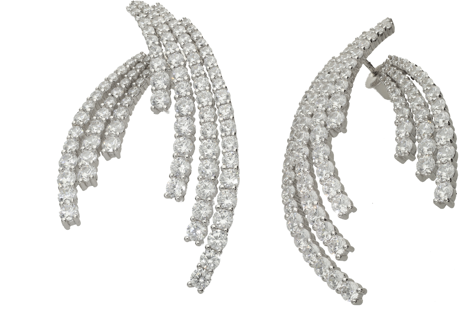 Σκουλαρίκια σε ασήμι 925° κρεμαστά με ζιργκόν πέτρες σαν σταλακτίτες.