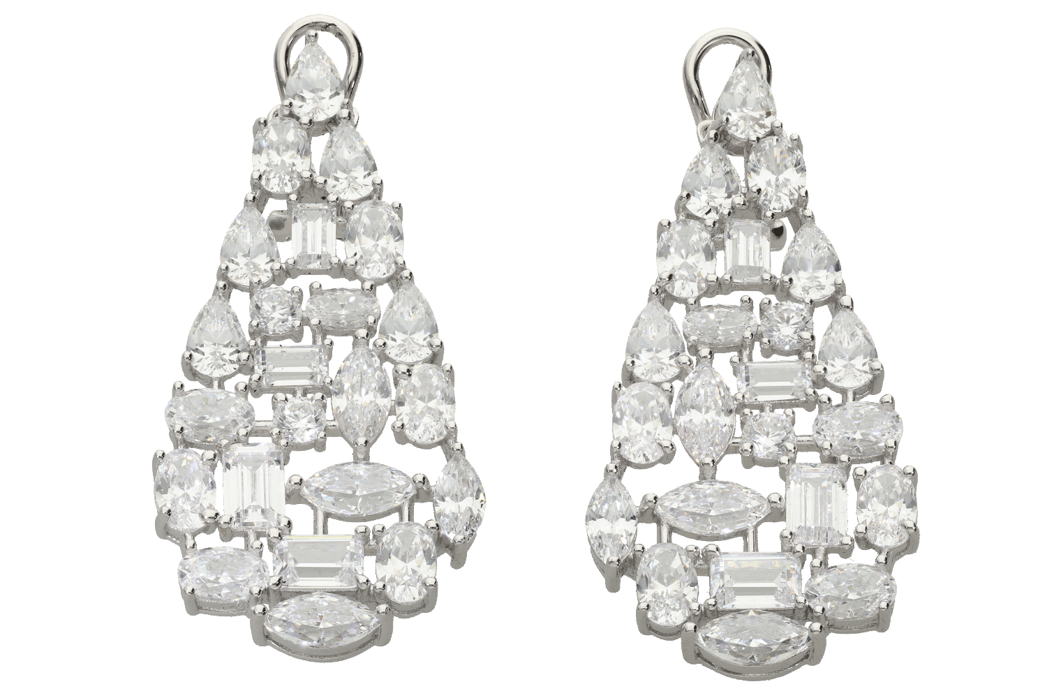 Σκουλαρίκια σε ασήμι 925° κρεμαστά σαν πολυέλαιος με ζιργκόν