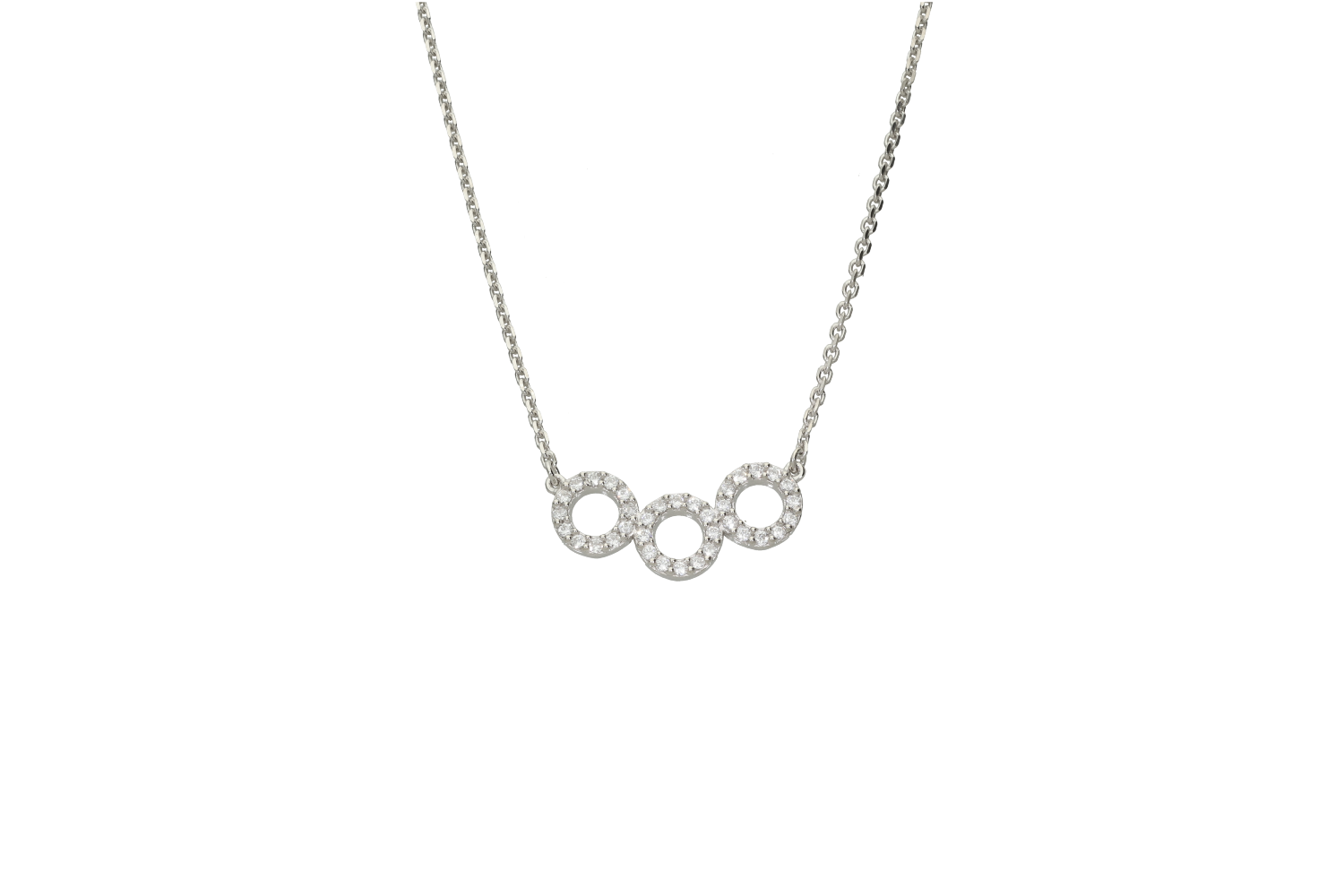 Κολιέ σε ασήμι 925° τρεία κυκλάκια με ζιργκόν