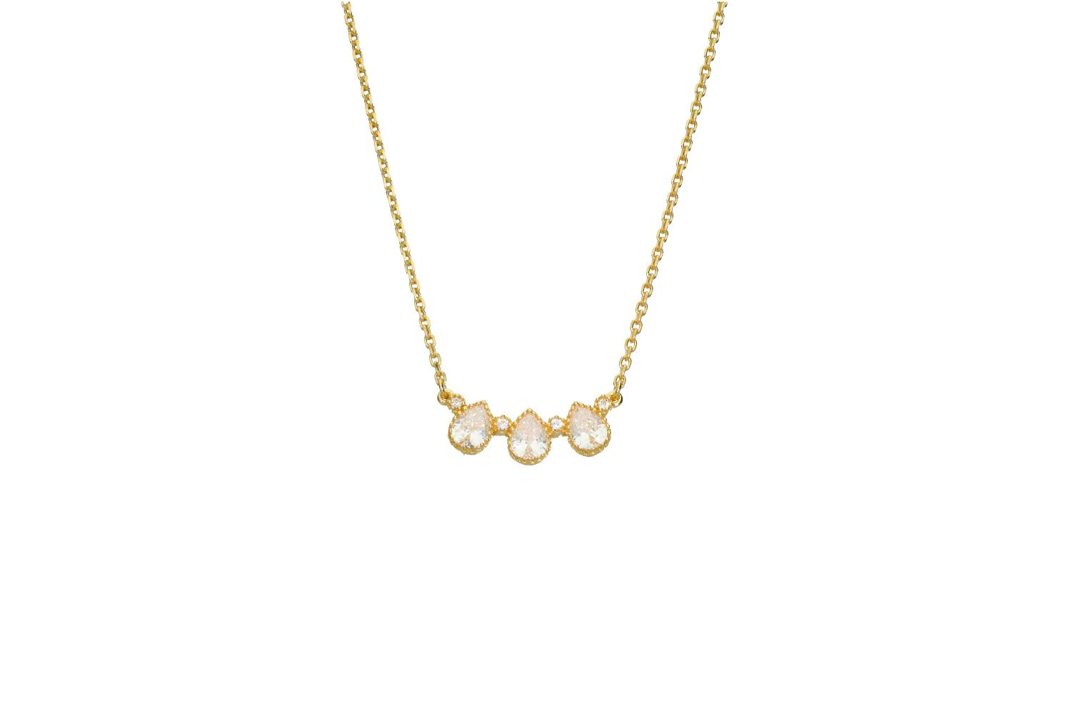 Κολιέ σε επιχρυσωμένο ασήμι 925° με τρεις σταγόνες απόι ζιργκόν