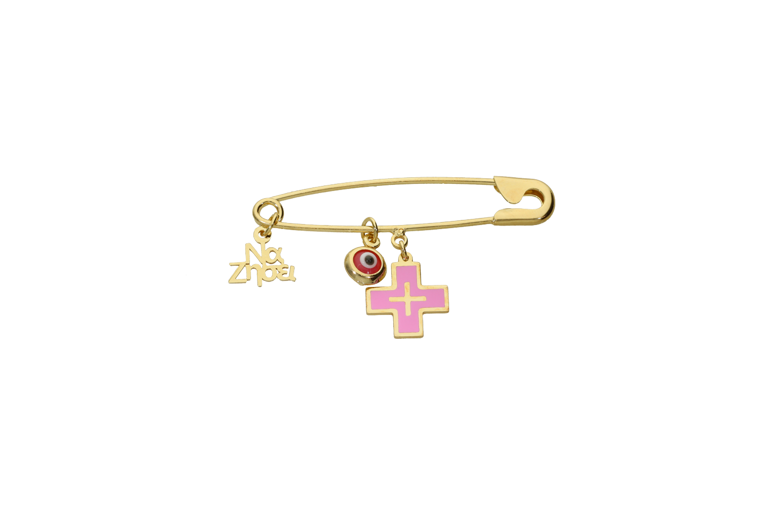 Παραμάνα σε επιχρυσωμένο ασήμι 925° με σταυρουδάκι ματάκι και 