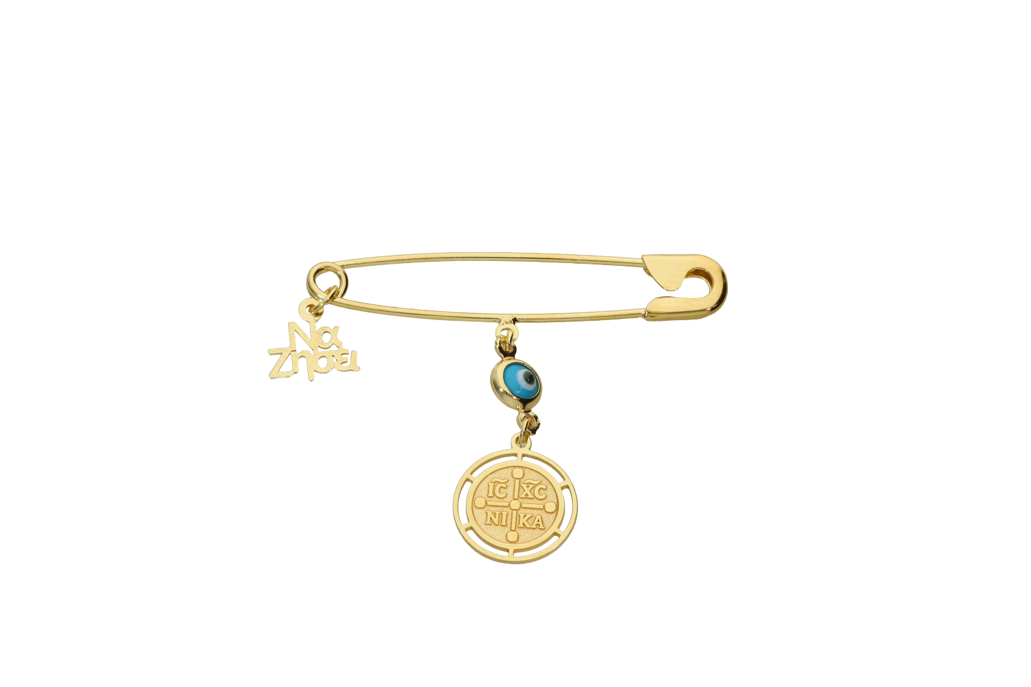 Παραμάνα σε επιχρυσωμένο ασήμι 925° με ICXCNIKA ματάκι και 