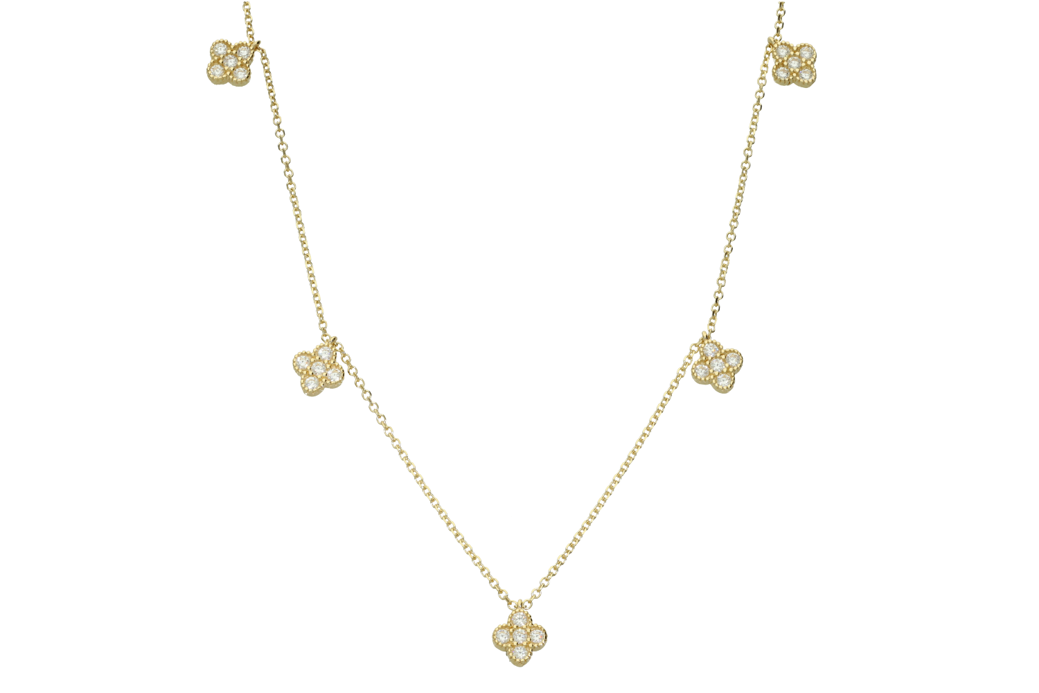 Κολιέ σε χρυσό 9Κ με πέντε λουλούδια με ζιργκόν