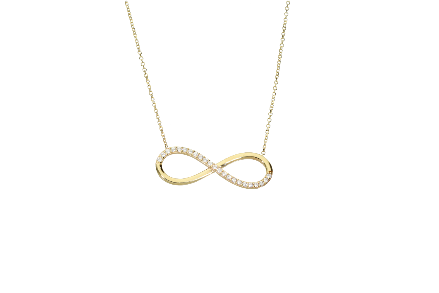 Κολιέ σε χρυσό 9Κ το σήμα του άπειρου με ζιργκόν