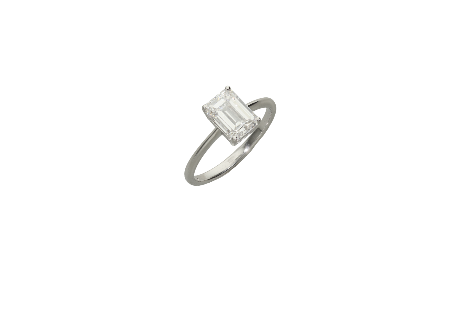Δαχτυλίδι σε λευκόχρυσο 18Κ μονόπετρο με Lab Diamond emerald cut, 2 cts IGI certificate 