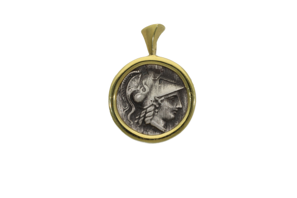 Μενταγιόν σε ασήμι 925° από τη σειρά Greek Coin με νόμισμα εποχής Μεγ. Αλεξάνδρου που απεικονίζει την Αθηνά