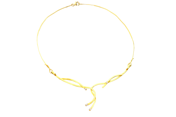 Κολιέ σε δίχρωμο χρυσό 18Κ μοντέρνα ελάσματα χρυσού με διαμάντια