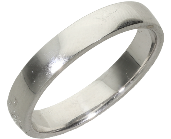 Βέρες Γάμου λευκόχρυσες 14Κ, Βέρα κλασική 3,5χιλ ελαφρώς πομπέ πλατιά γυαλιστερή