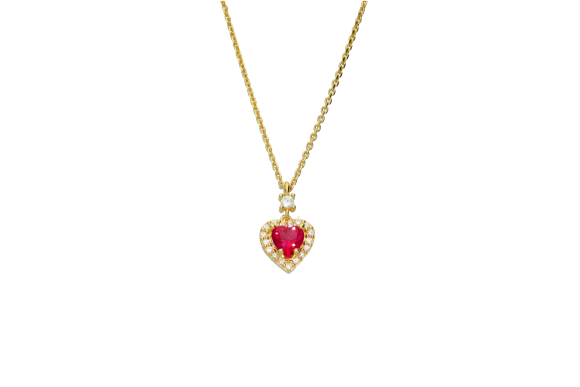 Κολιέ σε επιχρυσωμένο ασήμι 925° μία καρδιά απο ζιργκόν και στο κέντρο ζιργκόν κομμένο σε καρδιά