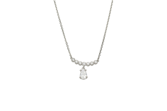 Κολιέ σε ασήμι 925° μια σειρά και μία σταγόνα από ζιργκόν