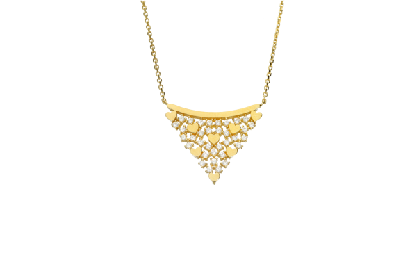 Κολιέ σε επιχρυσωμένο ασήμι 925° με ένα τριγωνικό μοτίφ από καρδούλες και ζιργκόν