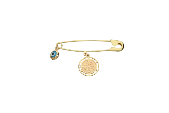 Παραμάνα παιδική σε χρυσό 9Κ με ματάκι και στρογγυλό ICXCNIKA