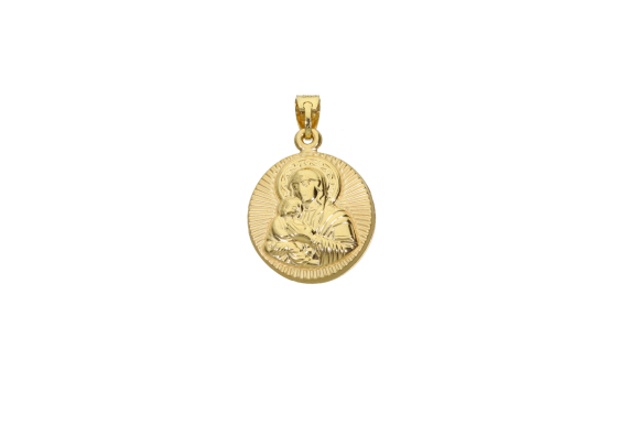 Φυλαχτό σε δίχρωμο χρυσό 14Κ από την μία πλευρά η Παναγία να κρατά τον Ιησού και από την άλλη ο Αρχάγγελος Μιχαηλ 