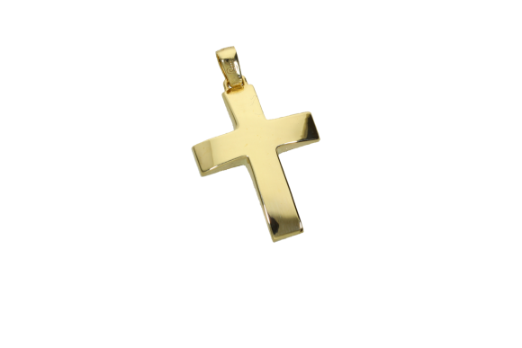 Σταυρός Ανδρικός Βαπτιστικός για Αγόρι σε χρυσό 14Κ ορθογώνιος κλασσικός πομπέ