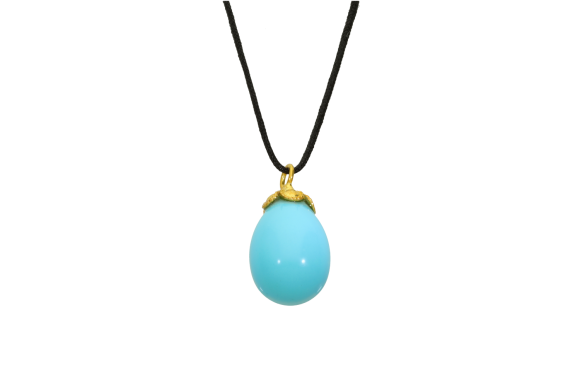 Μενταγιόν Αυγό από τυρκουάζ πέτρα με δέσιμο 