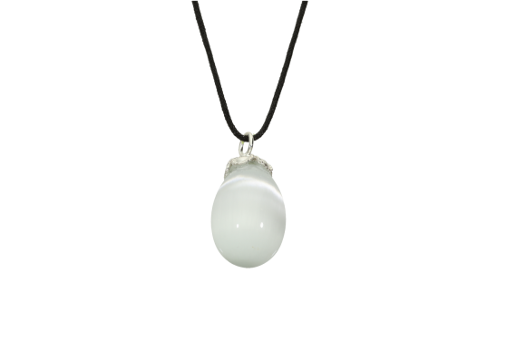 Μενταγιόν Αυγό από  cat's eye  με δέσιμο 