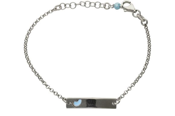 Ταυτότητα σε ασήμι 925° με πατουσάκι γαλάζιο