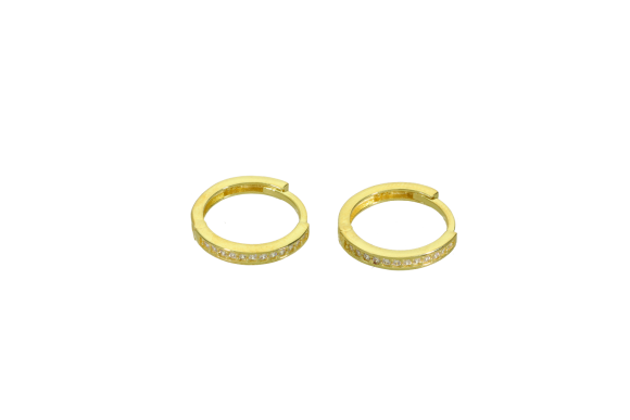 Σκουλαρίκια κρίκοι σε επιχρυσωμένο ασήμι 925° με ζιρκόν