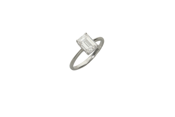 Δαχτυλίδι σε λευκόχρυσο 18Κ μονόπετρο με Lab Diamond emerald cut, 2 cts IGI certificate 