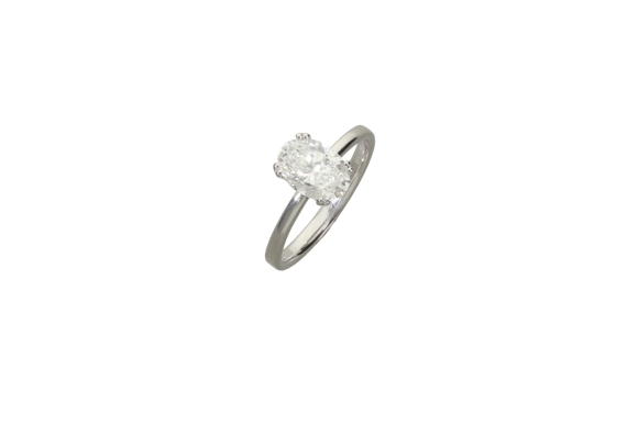 Δαχτυλίδι σε λευκόχρυσο 18Κ μονόπετρο με Lab Diamond oval brilliant cut, 1.53 cts IGI certificate 